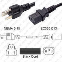 3ft Heavy Duty Power Cord (5-15p->C13)